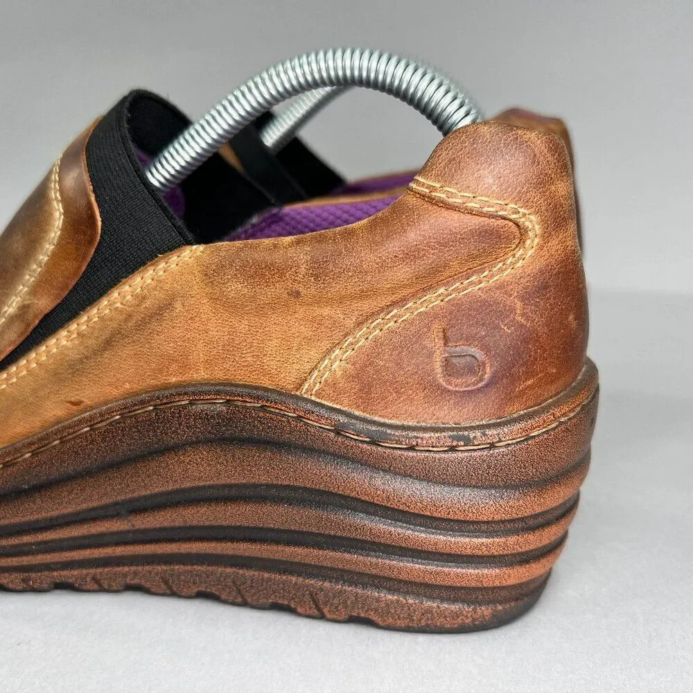 Bionica Women's Size 7 Grinnell Brown Leather‎ Wedge Slip On Shoes